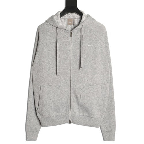 Dior Oblique Jacquard-Lined Zip Hoodie white background front view