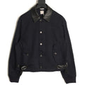 Dior CD buckle leather-collar gabardine jacket navy front