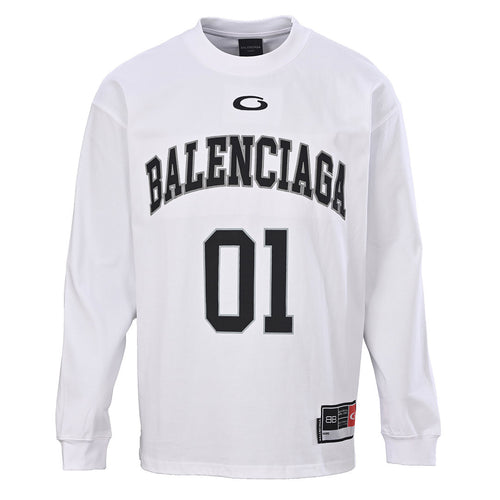 Balenciaga Number 01 Logo Long-Sleeve Top - White - front view