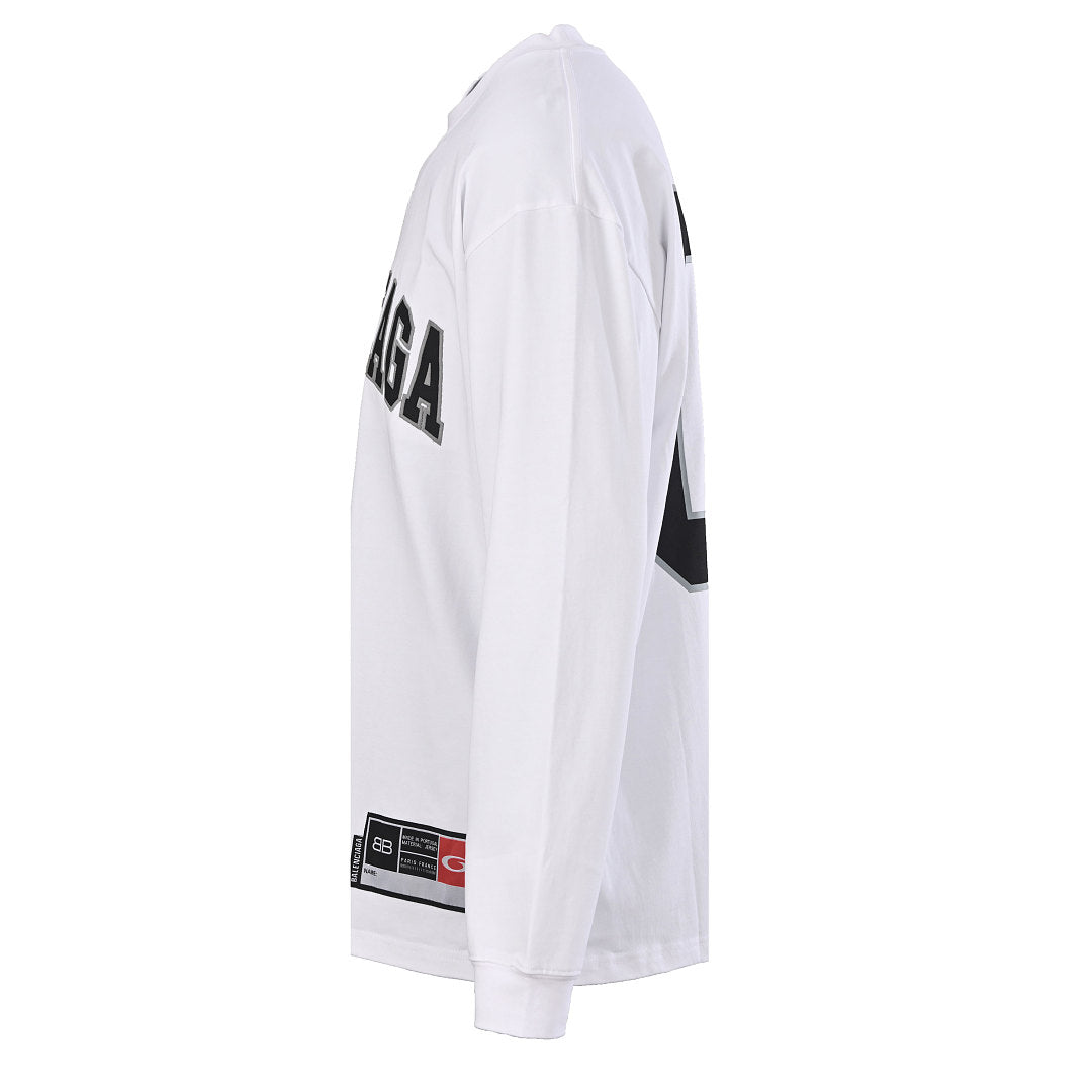 Balenciaga Number 01 Logo Long-Sleeve Top - White - back view