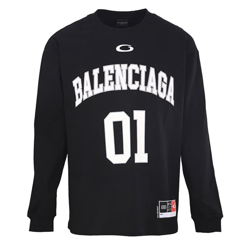 Balenciaga Number 01 Logo Long-Sleeve Top - Black - front view