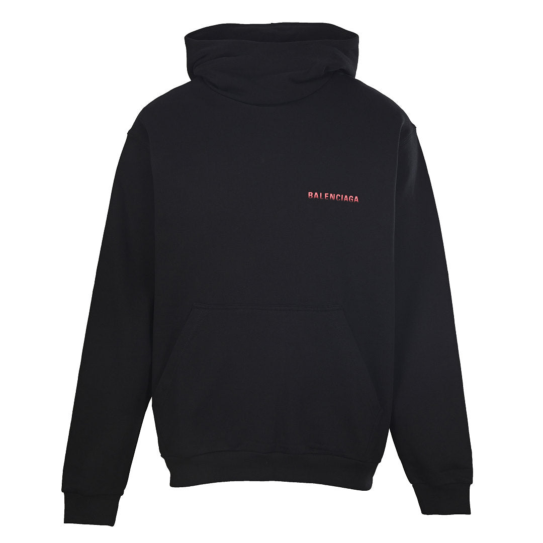 Balenciaga Small Logo Pullover Hoodie - Black - front view