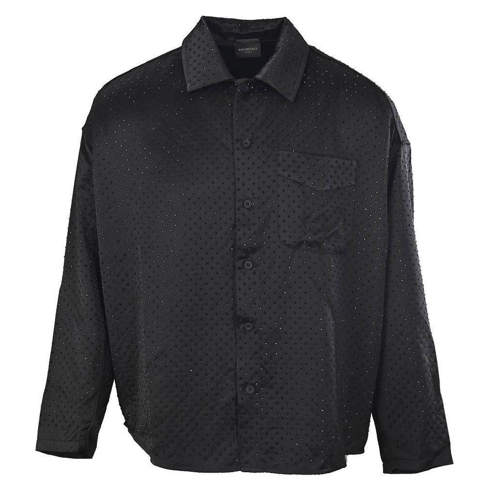 Balenciaga Tonal Monogram Shirt Jacket - Black - front view