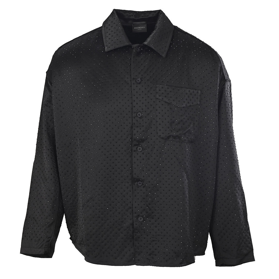 Balenciaga Tonal Monogram Shirt Jacket - Black - front view