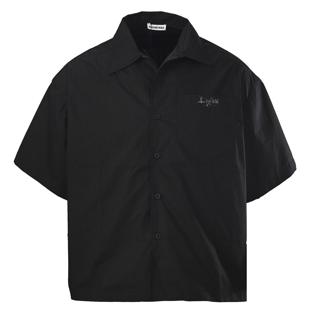 Balenciaga Logo Long-Sleeve Top - Black - front view
