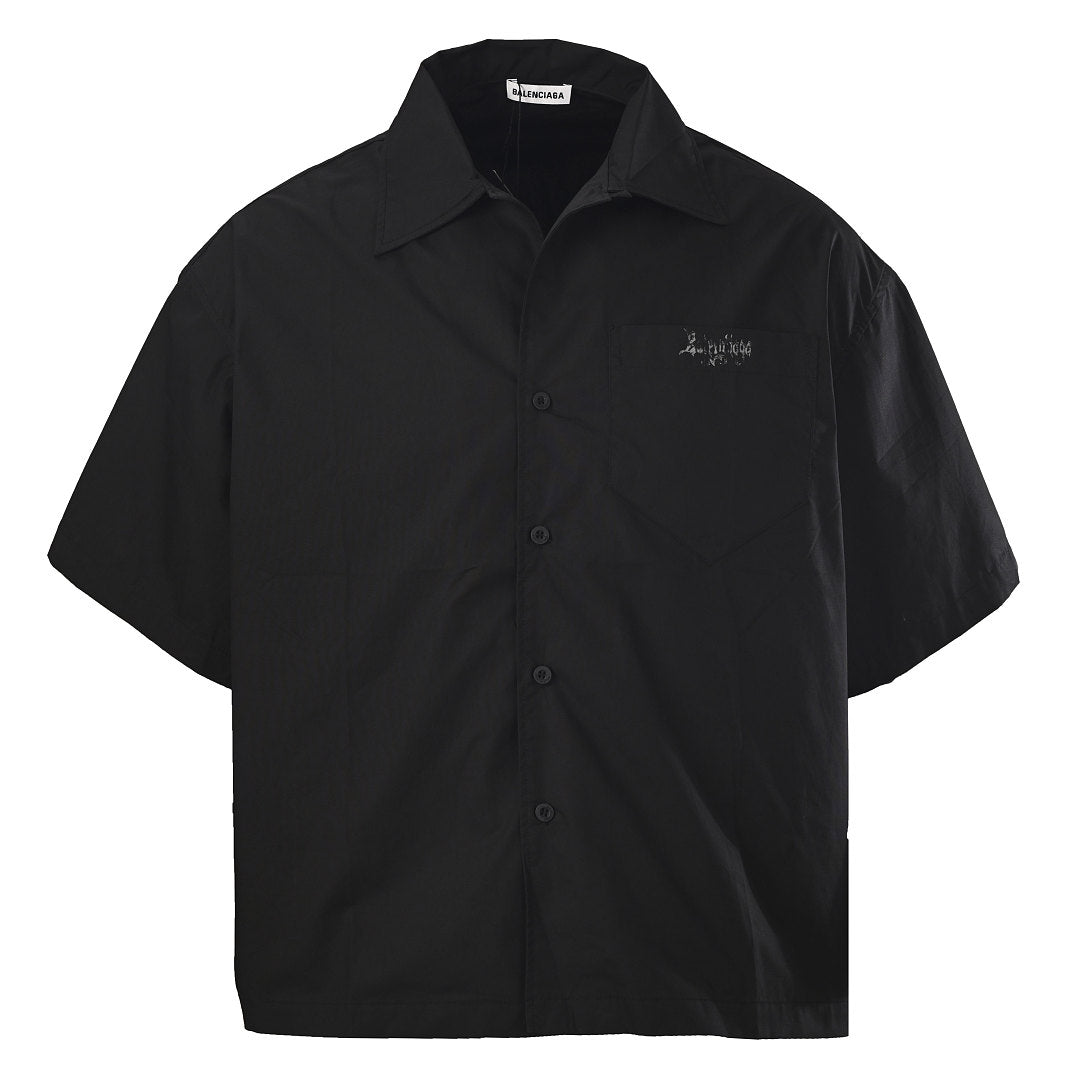 Balenciaga Logo Long-Sleeve Top - Black - front view