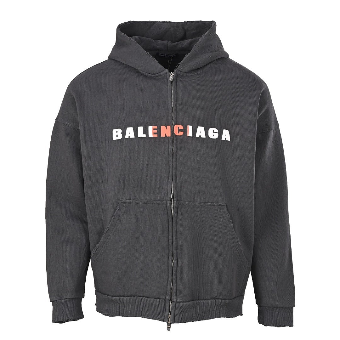Balenciaga Logo Long-Sleeve Top - Black - front view