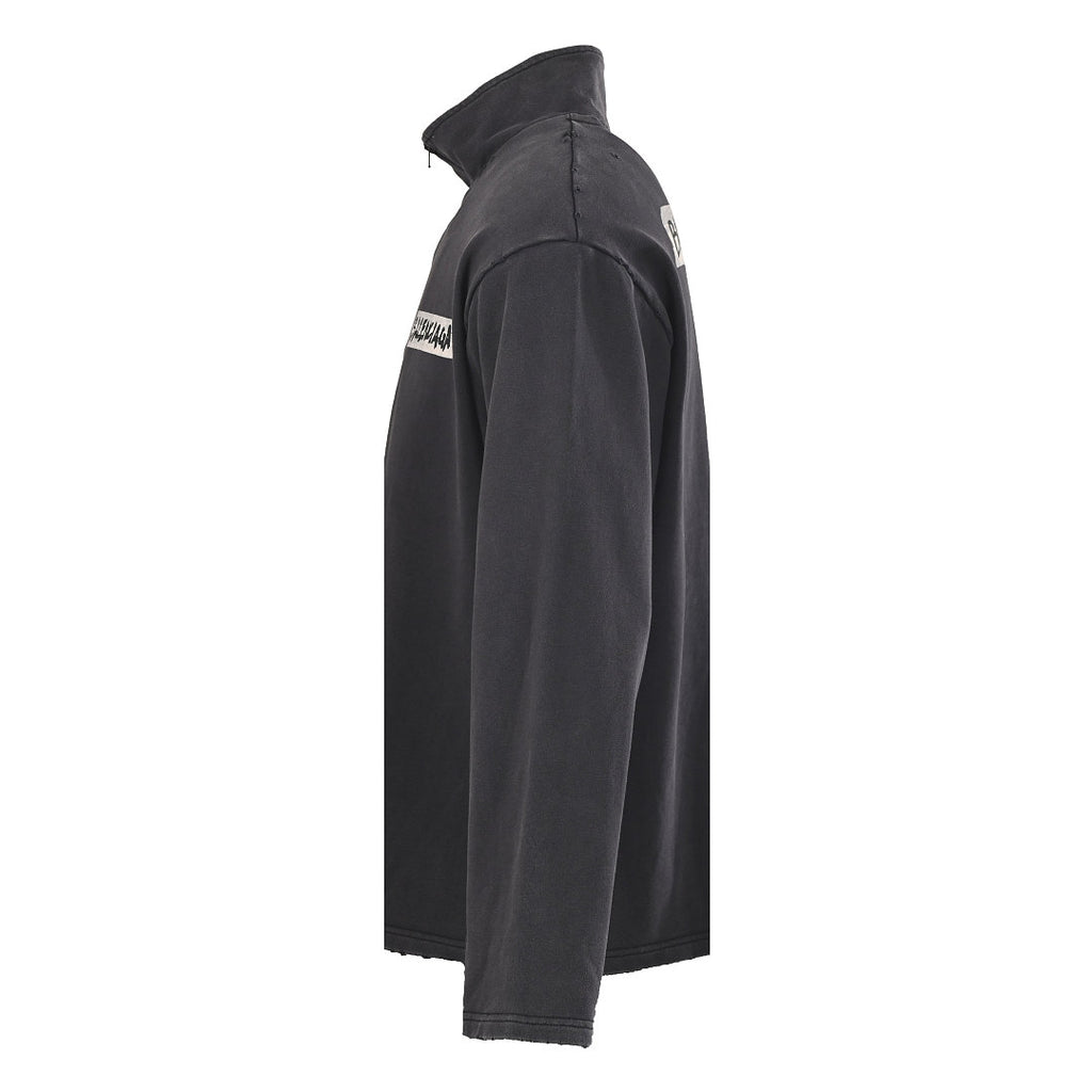 Balenciaga Logo Long-Sleeve Top - Black - back view