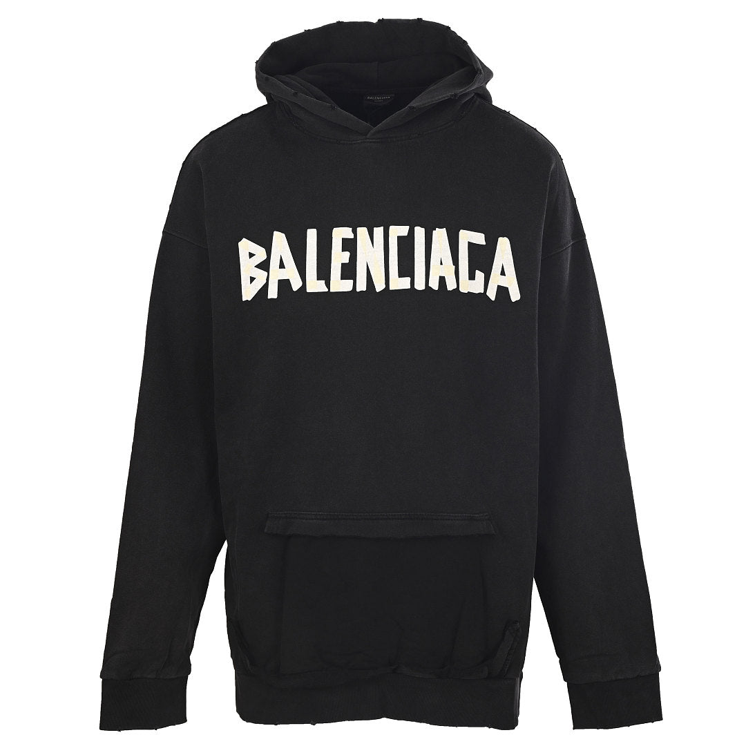 Balenciaga Logo Long-Sleeve Top - Black - front view