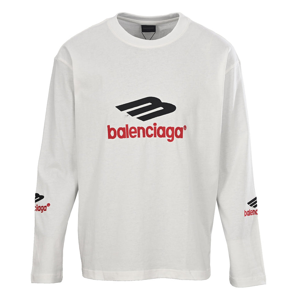 Balenciaga Logo Long-Sleeve Top - Black - front view