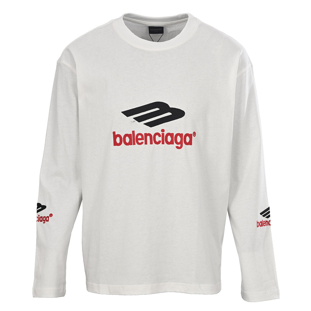 Balenciaga Logo Long-Sleeve Top - Black - front view