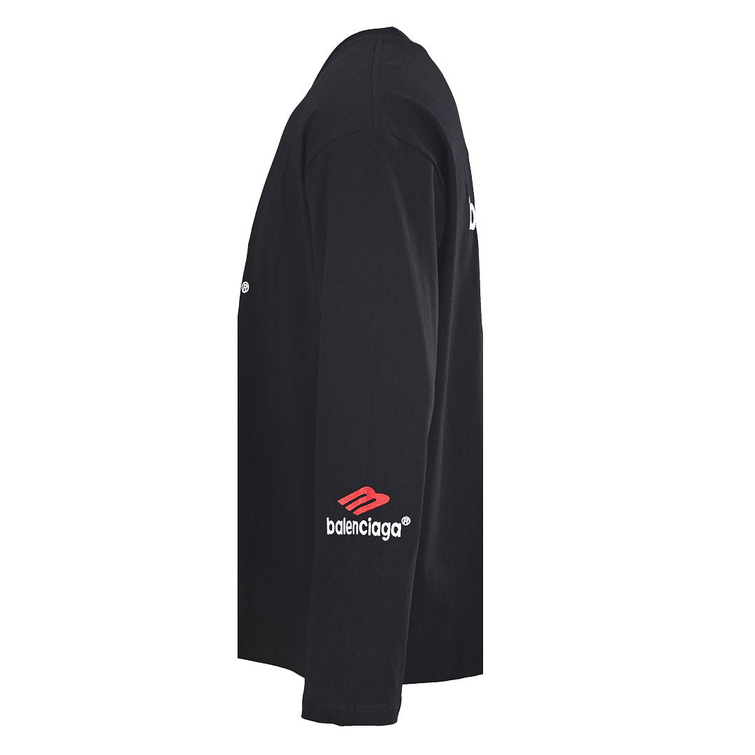 Balenciaga Logo Long-Sleeve Top - Black - back view
