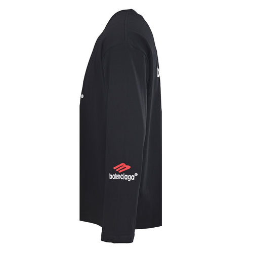 Balenciaga Logo Long-Sleeve Top - Black - back view