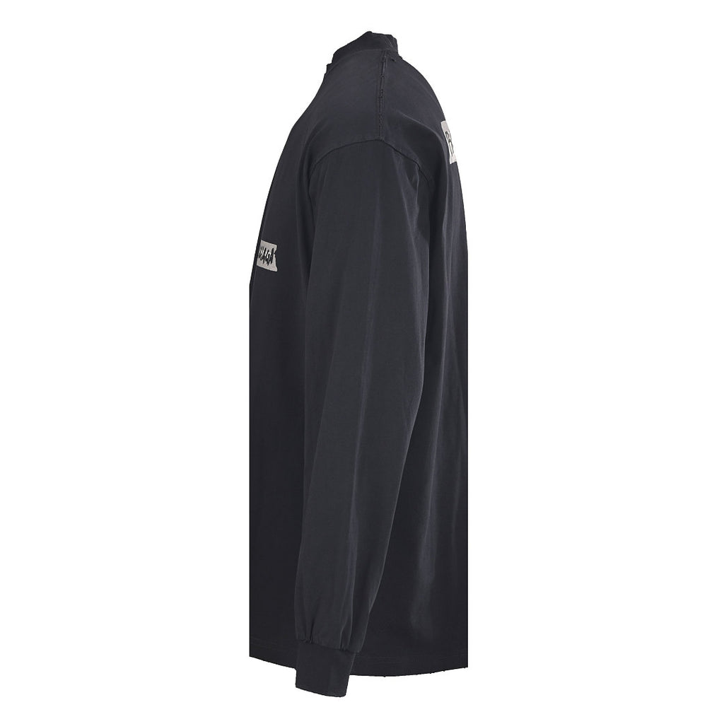 Balenciaga Logo Long-Sleeve Top - Black - back view