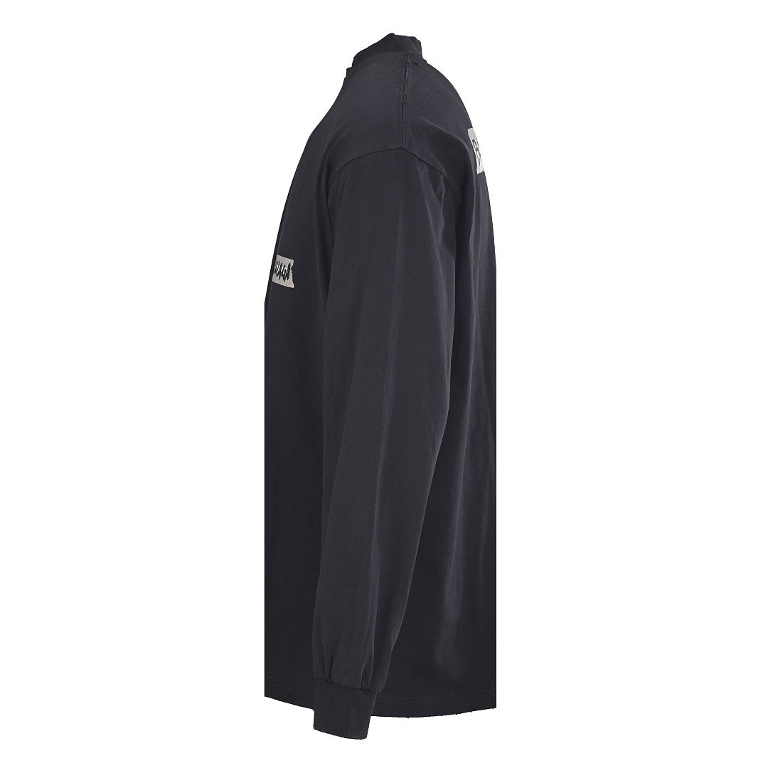 Balenciaga Logo Long-Sleeve Top - Black - back view