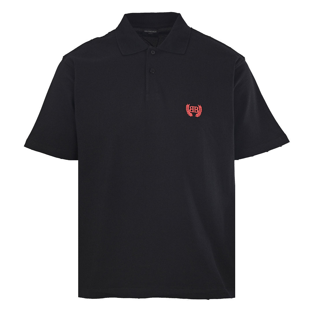 Balenciaga Logo Polo Shirt - Black - front view