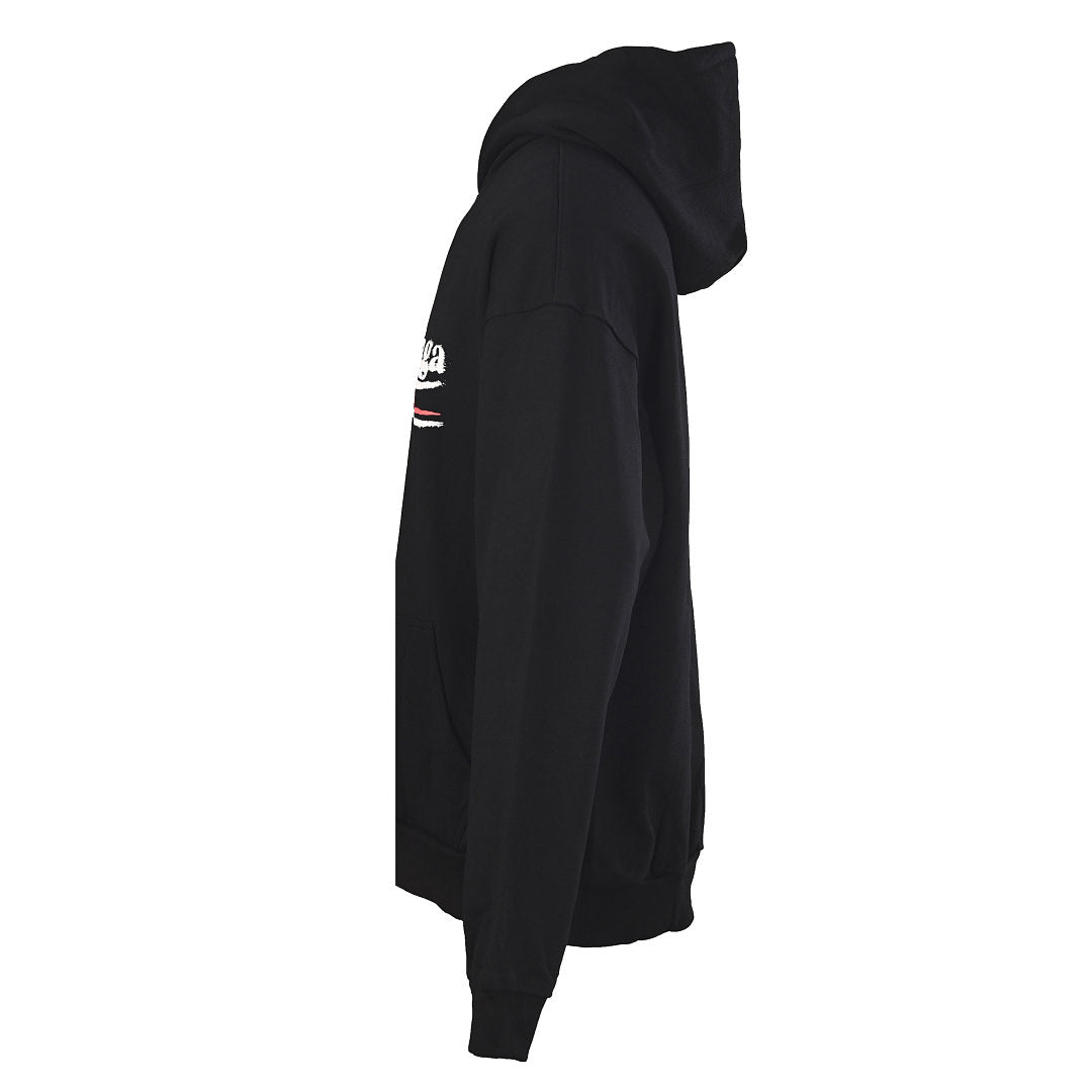 Balenciaga Logo Pullover Hoodie - Black - back view