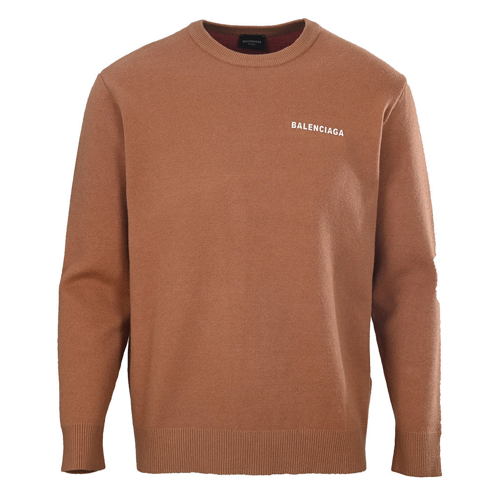 Balenciaga Logo Knit Sweater - Brown - front view