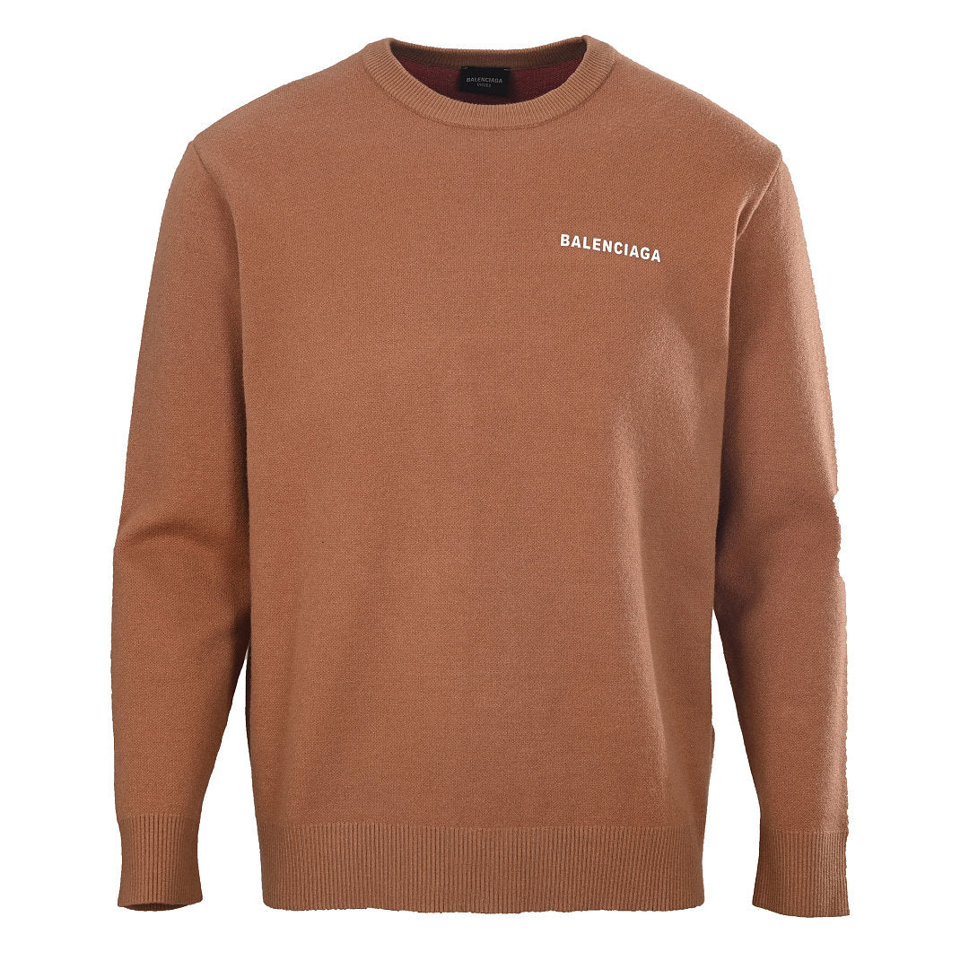 Balenciaga Logo Knit Sweater - Brown - front view