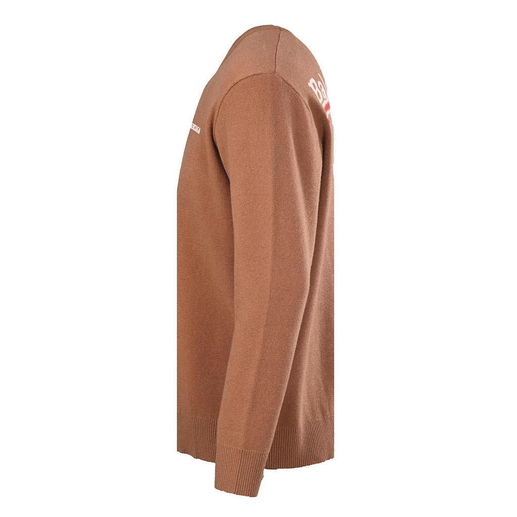Balenciaga Logo Knit Sweater - Brown - back view