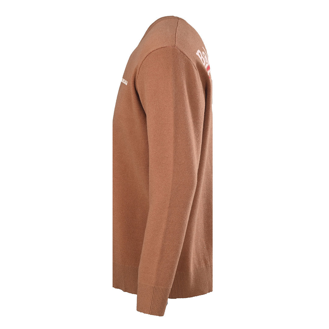 Balenciaga Logo Knit Sweater - Brown - back view