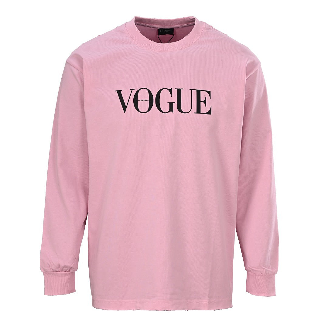 Balenciaga x Vogue Logo Long-Sleeve Top - Pink - front view
