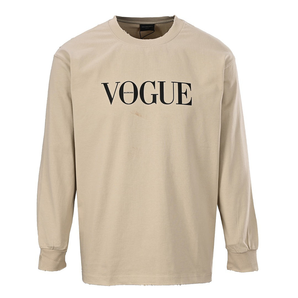 Balenciaga x Vogue Logo Long-Sleeve Top - Beige - front view