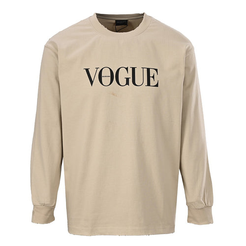 Balenciaga x Vogue Logo Long-Sleeve Top - Beige - front view