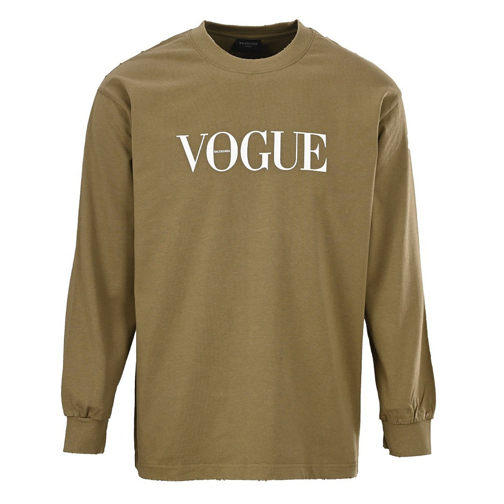 Balenciaga x Vogue Logo Long-Sleeve Top - Olive - front view