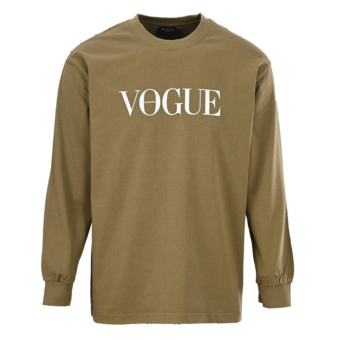 Balenciaga x Vogue Logo Long-Sleeve Top - Olive - front view