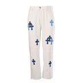 Chrome Hearts Cross Patch Embroidery Jeans - White - front view