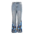 Chrome Hearts Cross Patch Embroidery Jeans - Light Blue with Blue and Black - front view