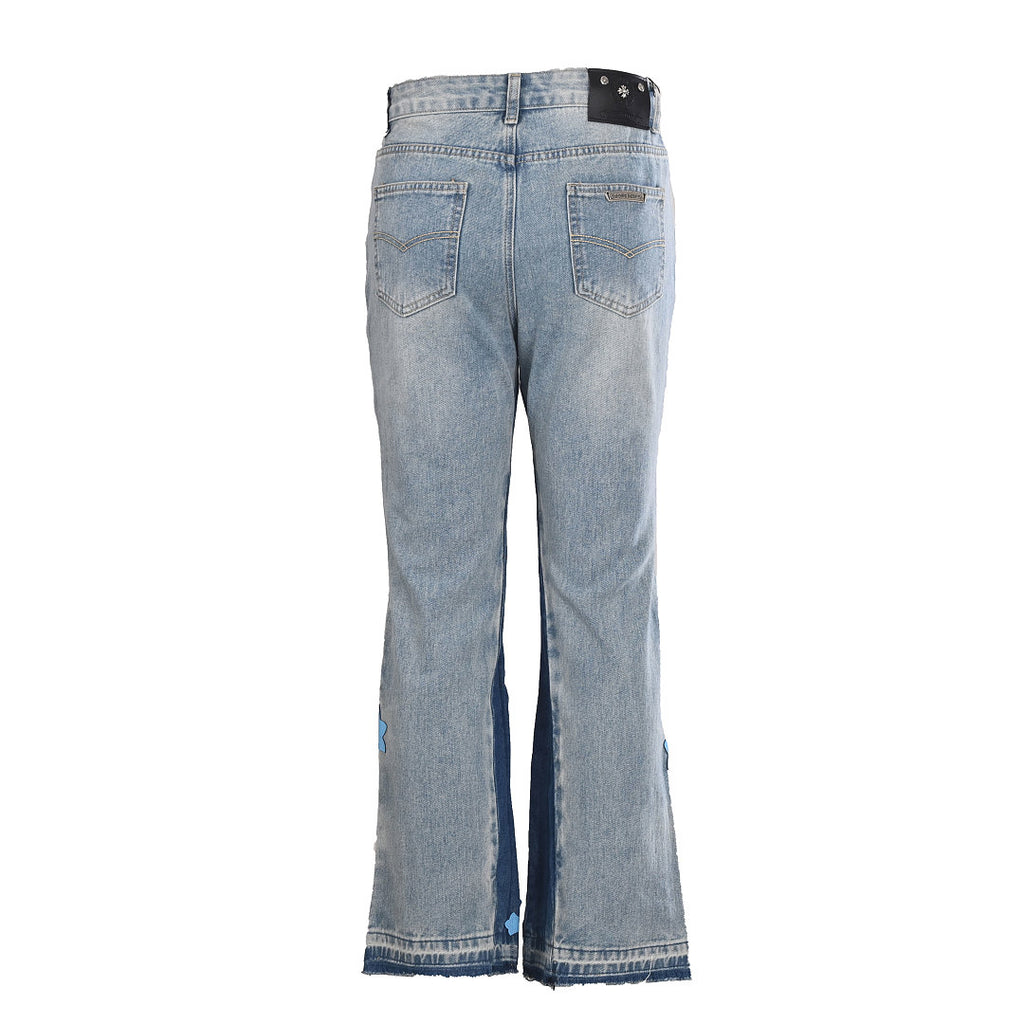Chrome Hearts Cross Patch Embroidery Jeans - Light Blue with Blue and Black - back view