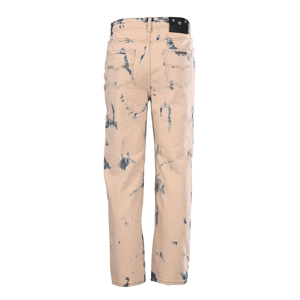 Chrome Hearts Cross Patch Embroidery Jeans - Beige - back view