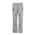 Chrome Hearts Leather-Patch Flared Jeans - Navy - front view
