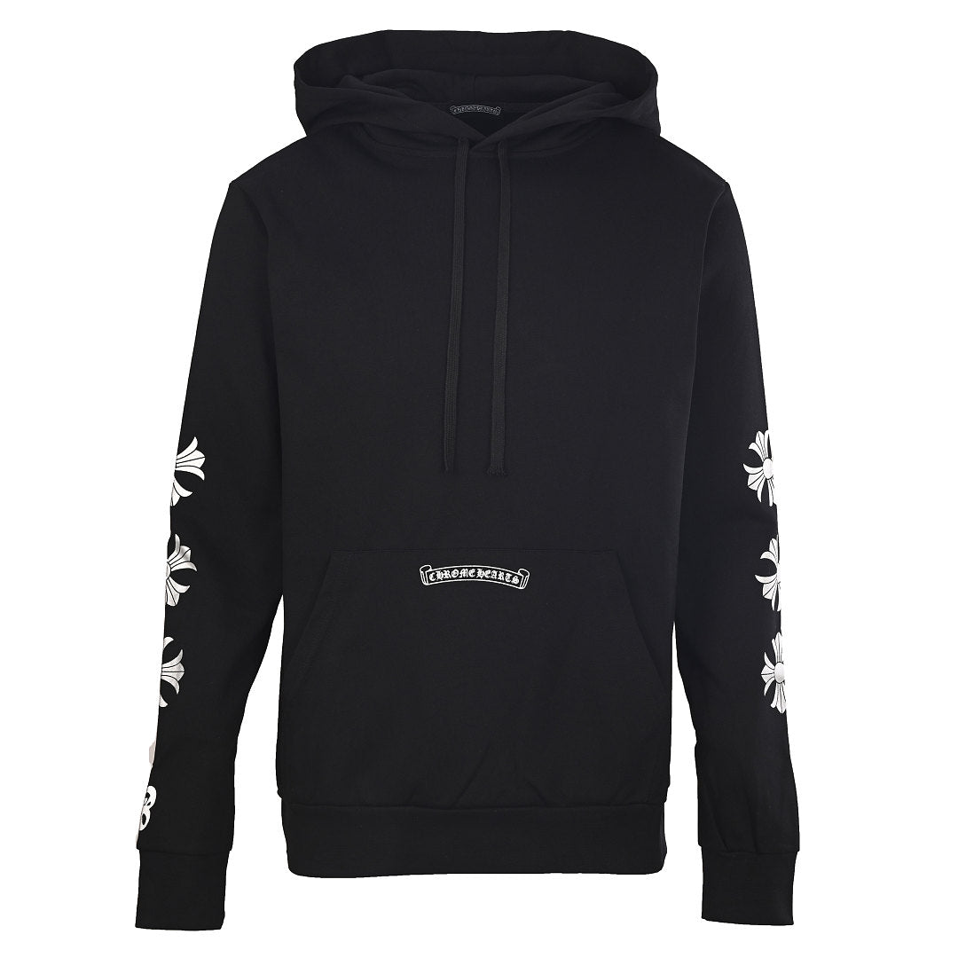 Chrome Hearts Silver Cross Pullover Hoodie - Black - front view