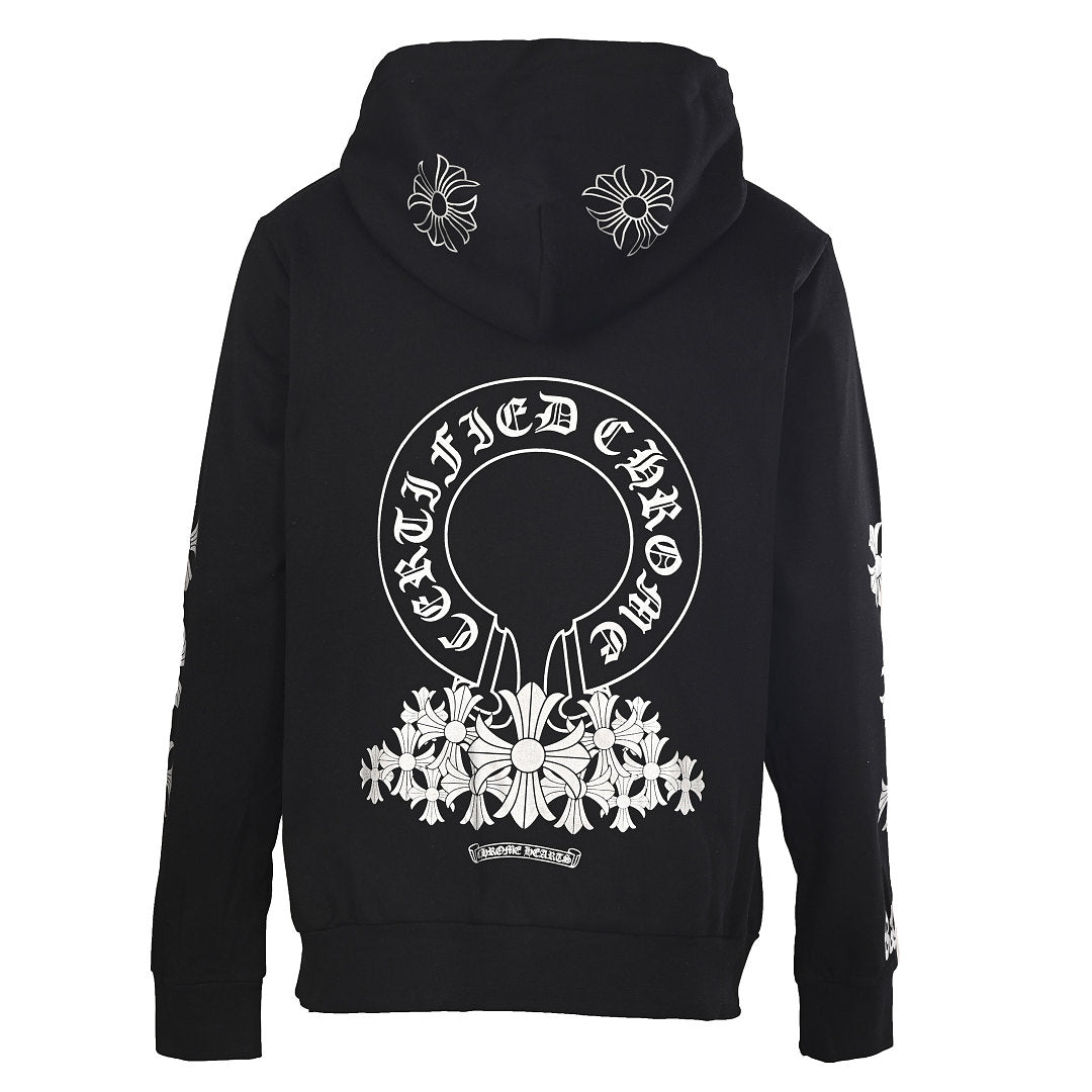 Chrome Hearts Silver Cross Pullover Hoodie - Black - back view