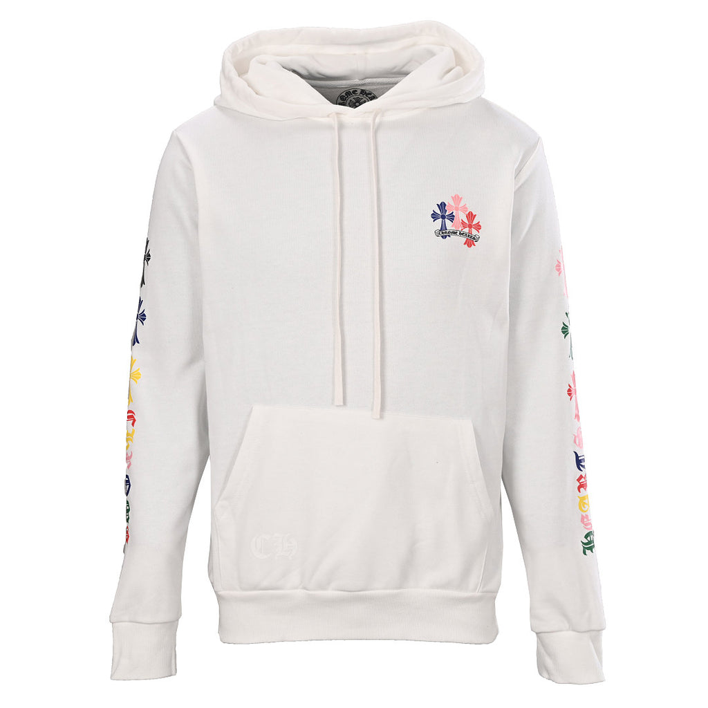 Chrome Hearts Multicolor Cross Pullover Hoodie - White - front view