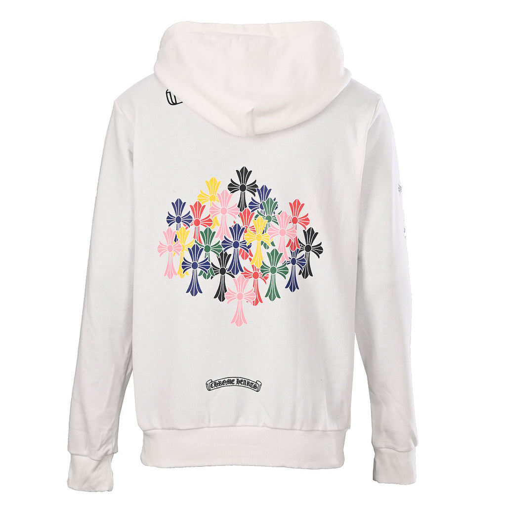 Chrome Hearts Multicolor Cross Pullover Hoodie - White - back view
