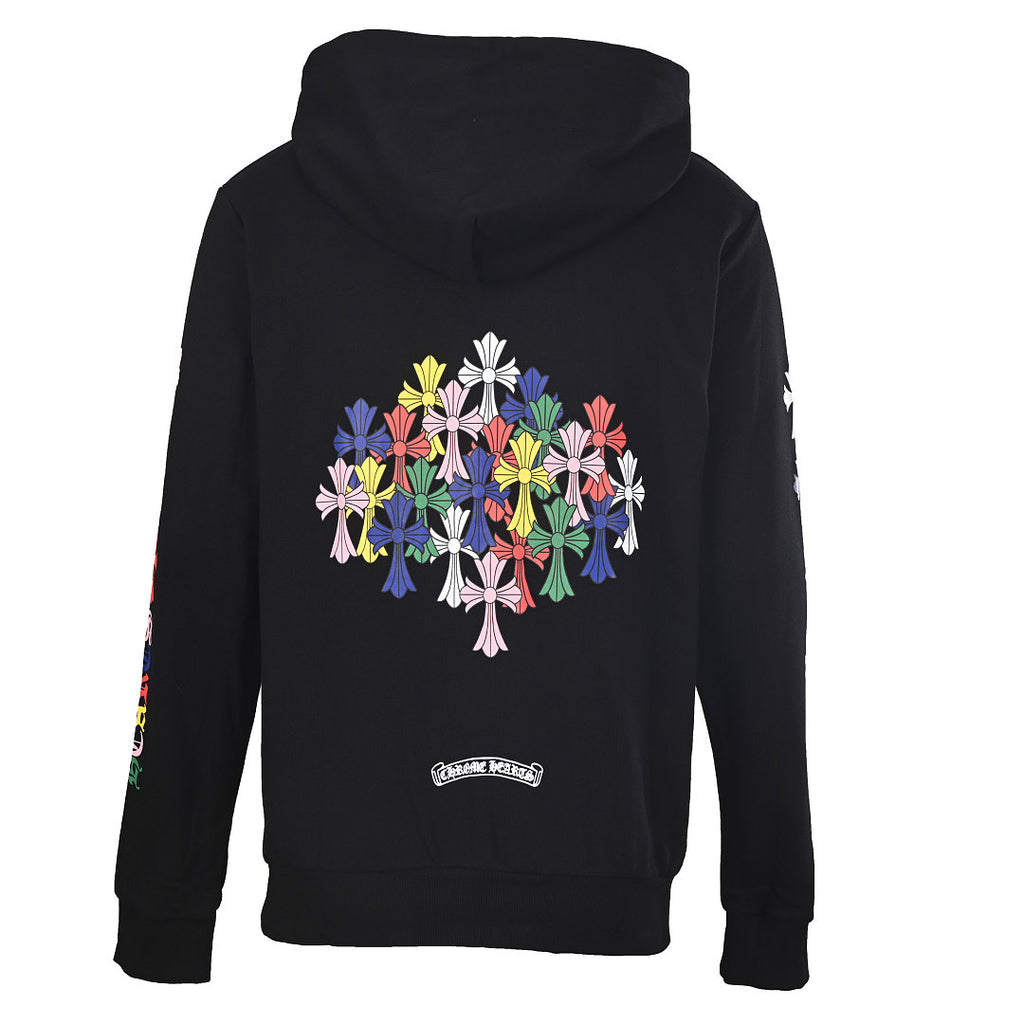 Chrome Hearts Multicolor Cross Pullover Hoodie - Black - back view