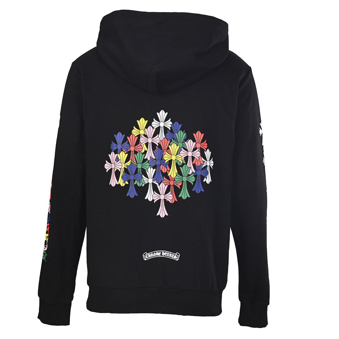 Chrome Hearts Multicolor Cross Pullover Hoodie - Black - back view