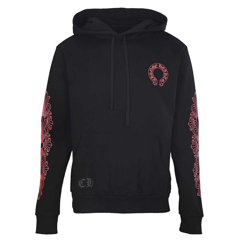 Chrome Hearts Script Horseshoe Pullover Hoodie - Black - front view