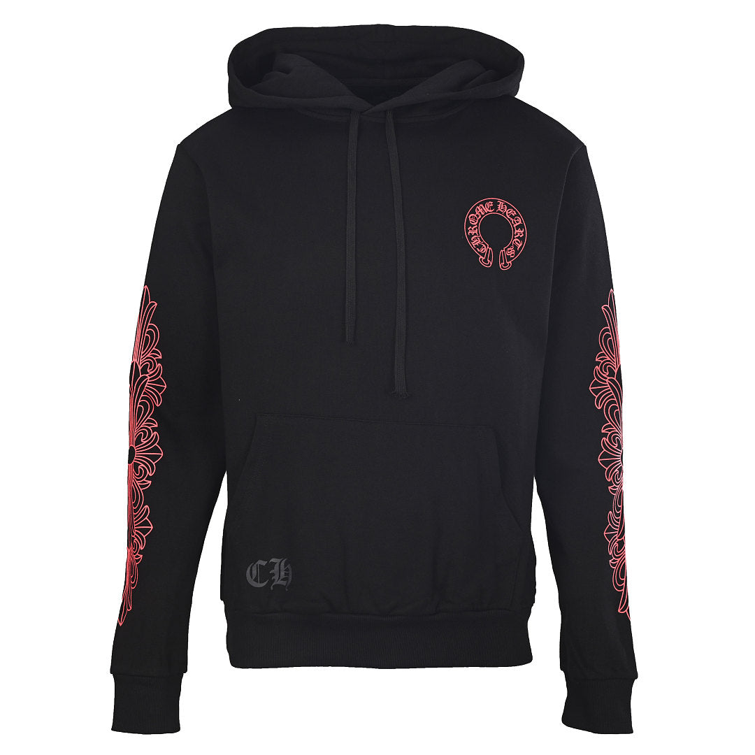 Chrome Hearts Script Horseshoe Pullover Hoodie - Black - front view