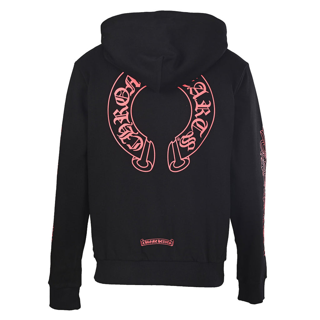 Chrome Hearts Script Horseshoe Pullover Hoodie - Black - back view