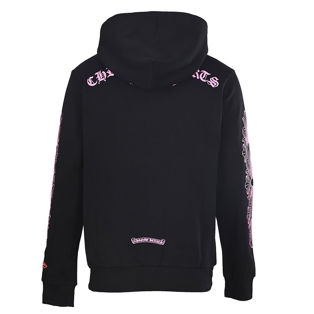 Chrome Hearts Pink Script Pullover Hoodie - Black - back view