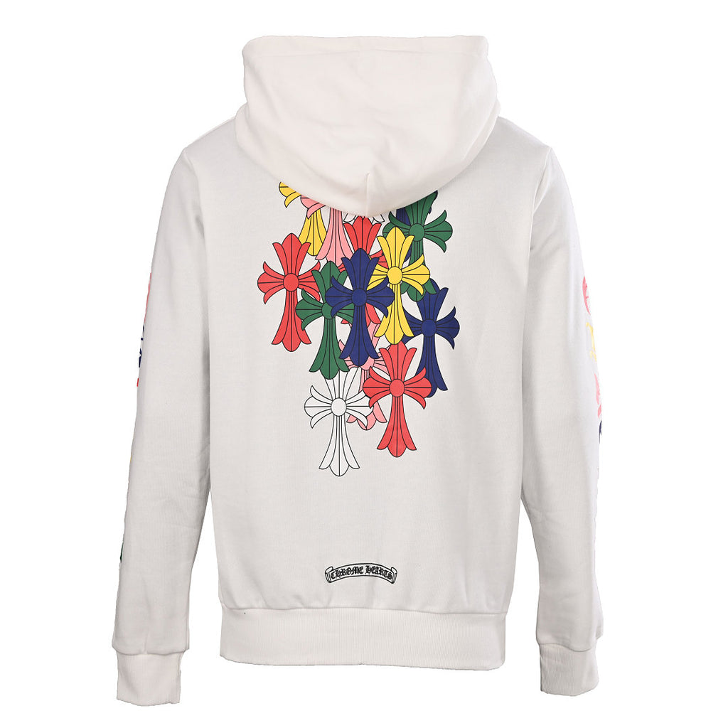 Chrome Hearts Multicolor Script Cross Pullover Hoodie - White - back view