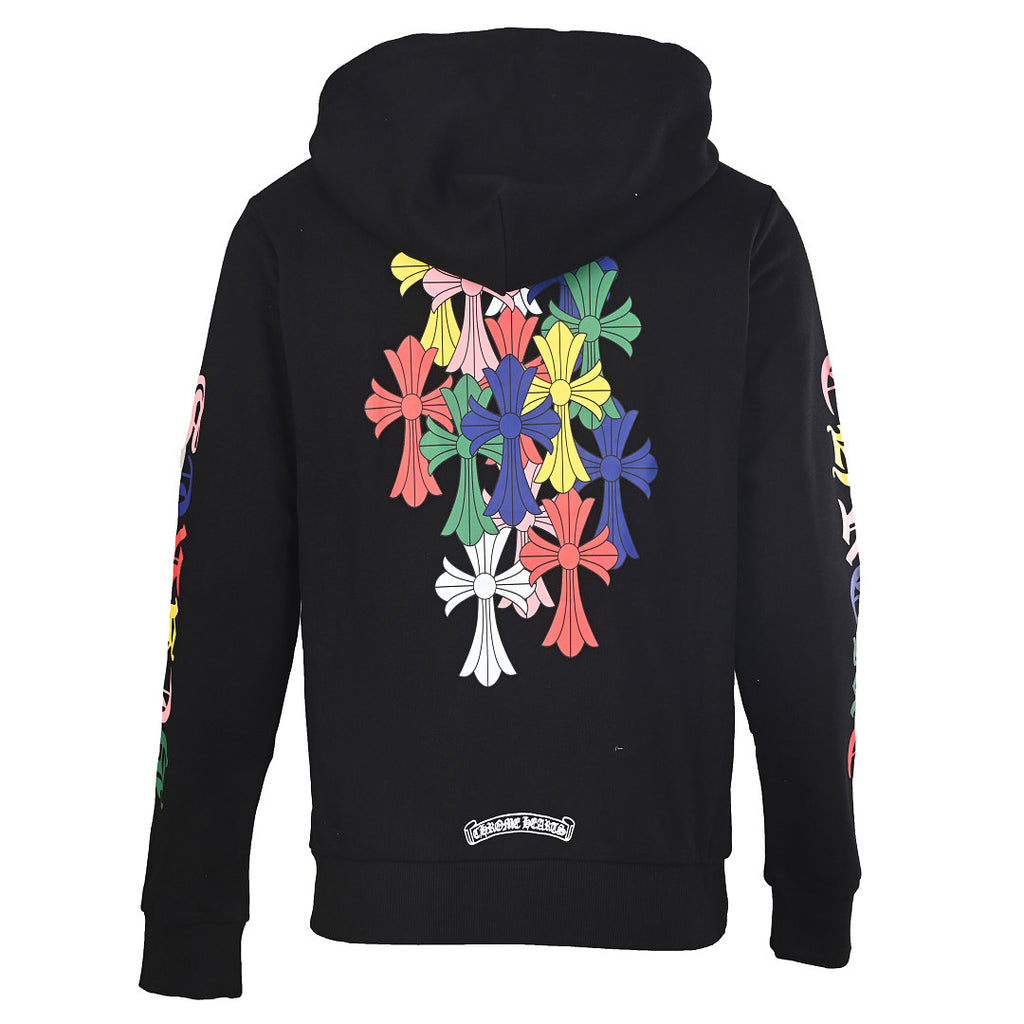 Chrome Hearts Multicolor Script Cross Pullover Hoodie - Black - back view