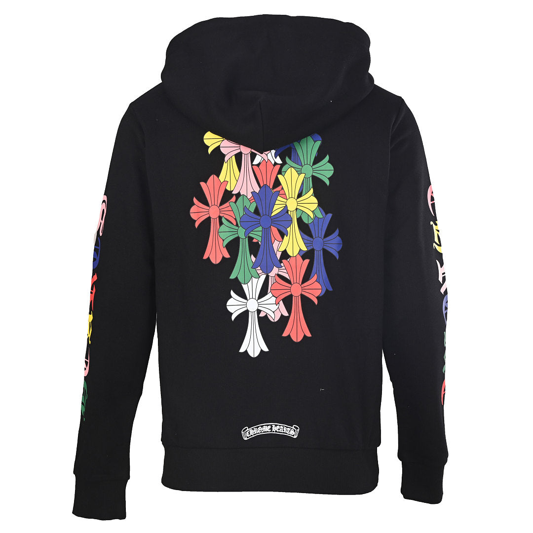 Chrome Hearts Multicolor Script Cross Pullover Hoodie - Black - back view