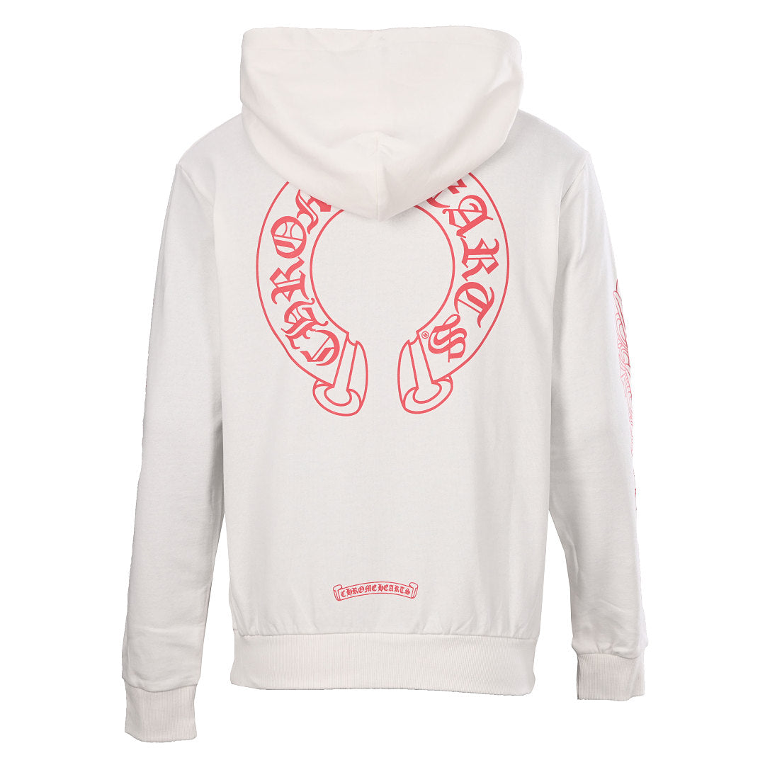 Chrome Hearts Script Horseshoe Pullover Hoodie - White - back view