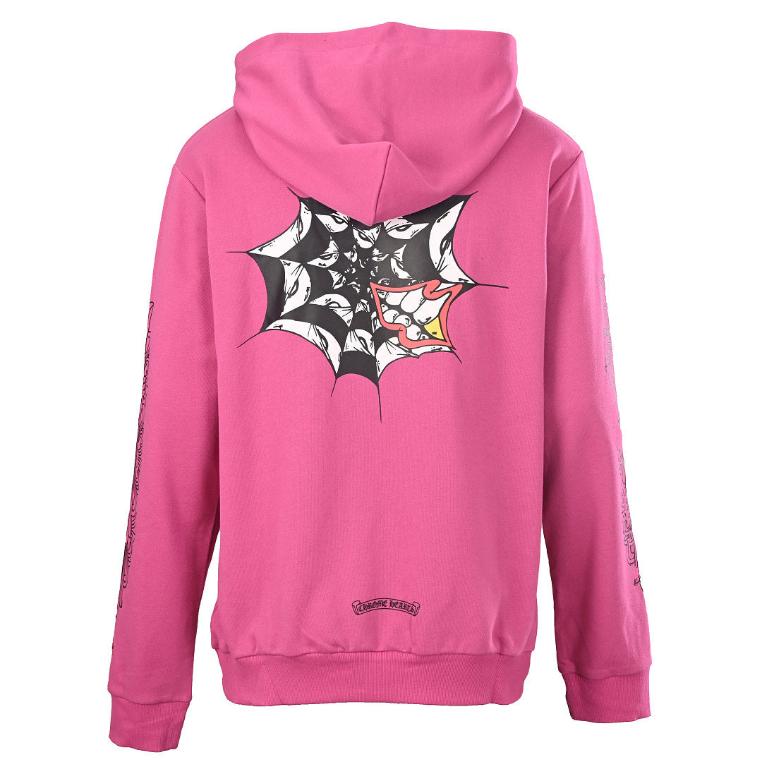 Chrome Hearts Spiderweb and Tooth Pullover Hoodie - Pink - back view
